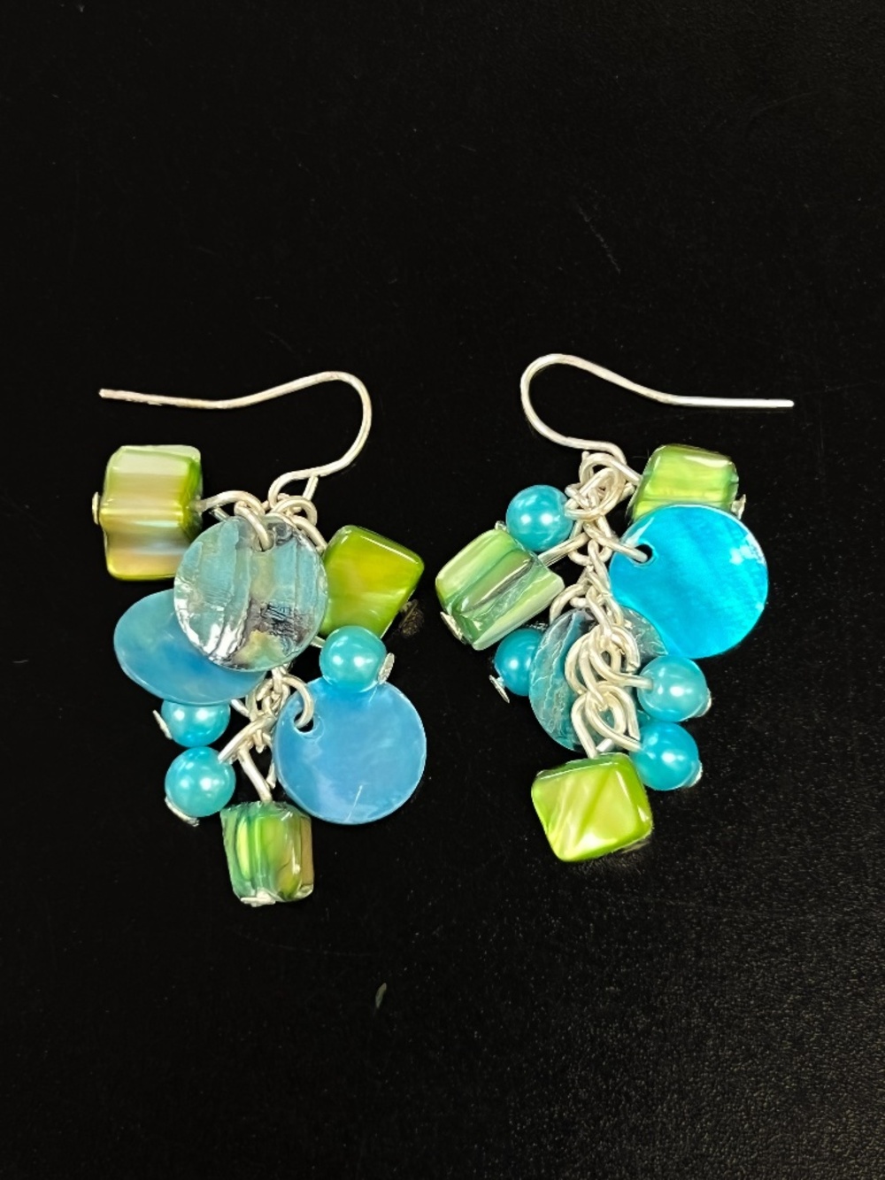Green & Blue Bead Dangling Earrings
